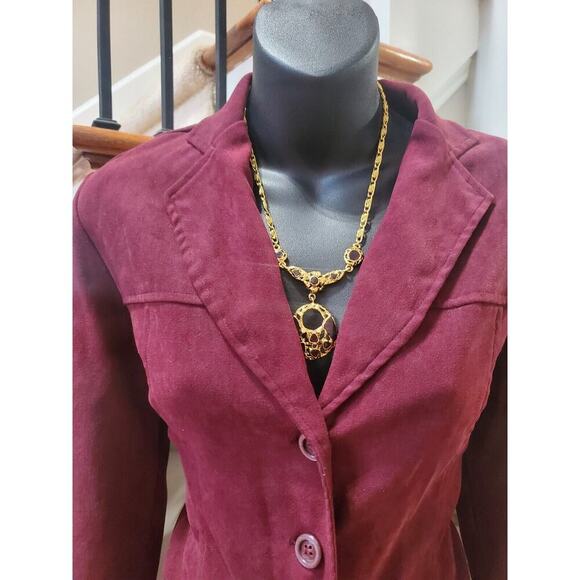 First Option Womens Maroon Single Breasted Four Button 2 Piece Pants & Coat MP - Picture 10 of 12